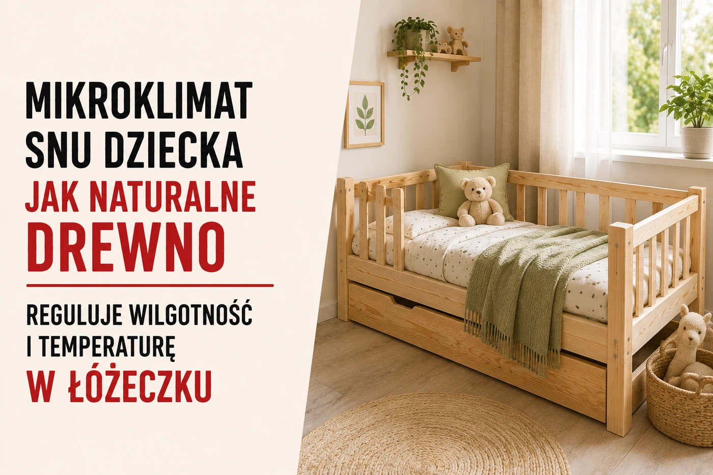 Mikroklimat snu dziecka — jak naturalne drewno reguluje wilgotność i temperaturę w łóżeczku